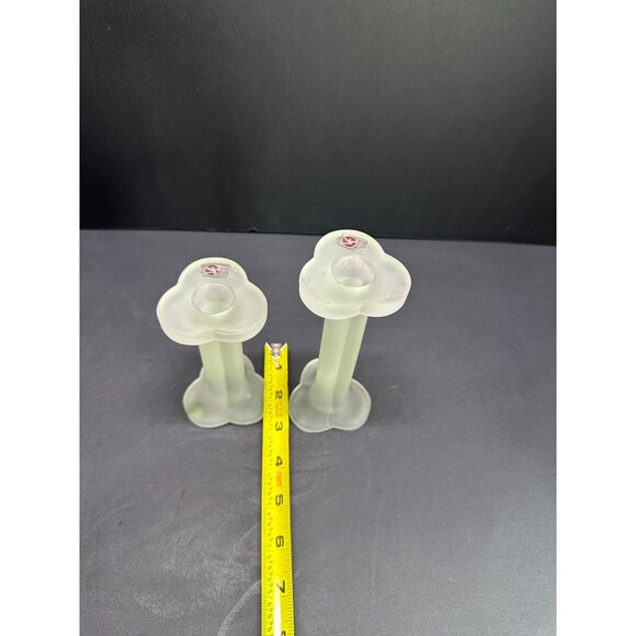 Vintage Vetreria Etrusca Frosted Glass Candlestick Holder Decorative - Set of 2 - Picture 7 of 7